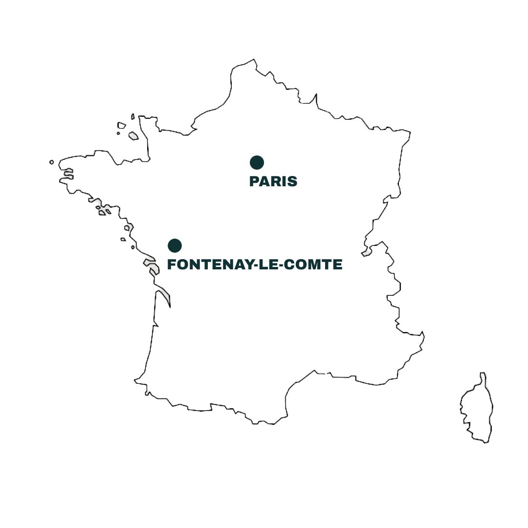 Carte France localisant Anod entre Paris et Fontenay-le-Comte
