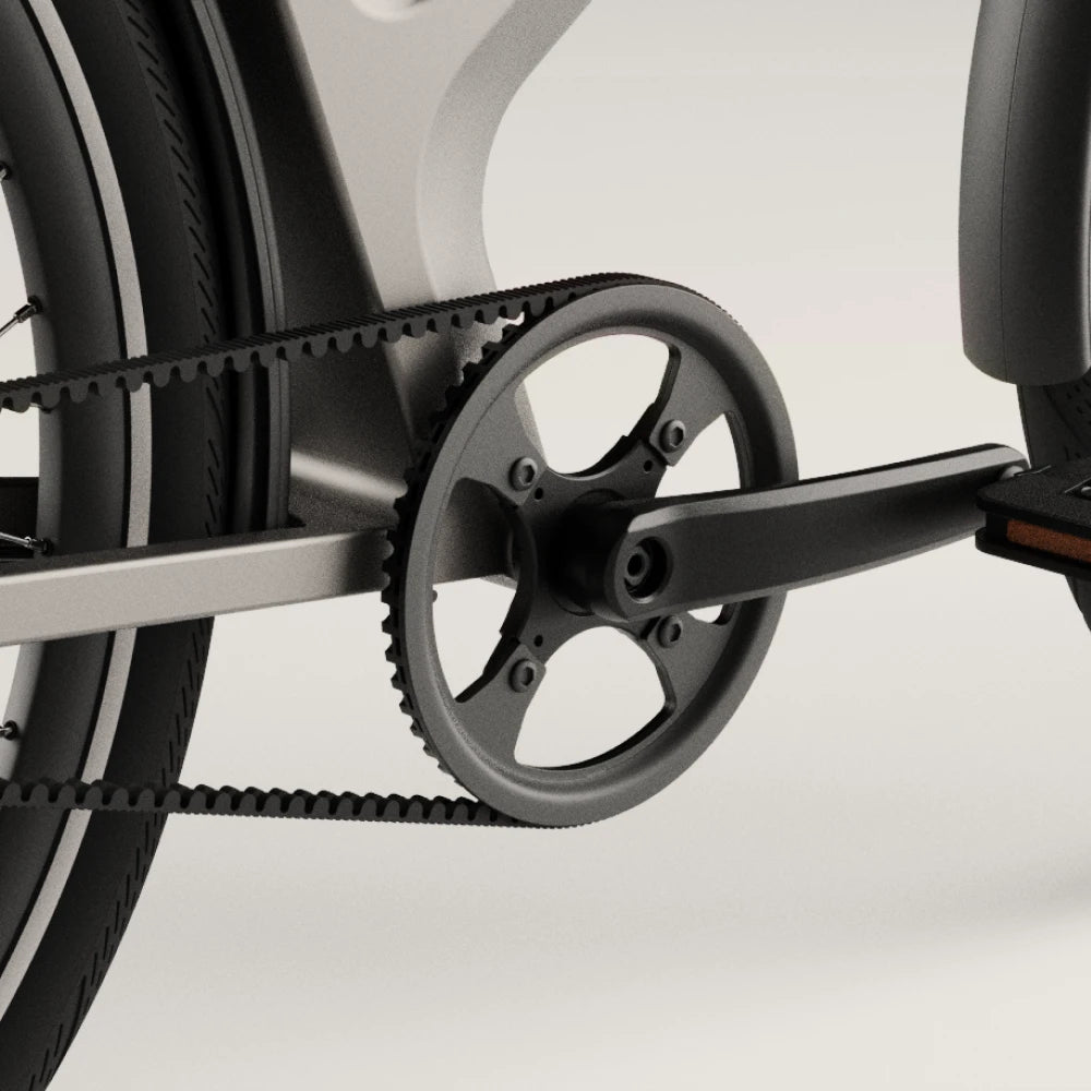 pédalier du vélo hybride anod avec une courroie